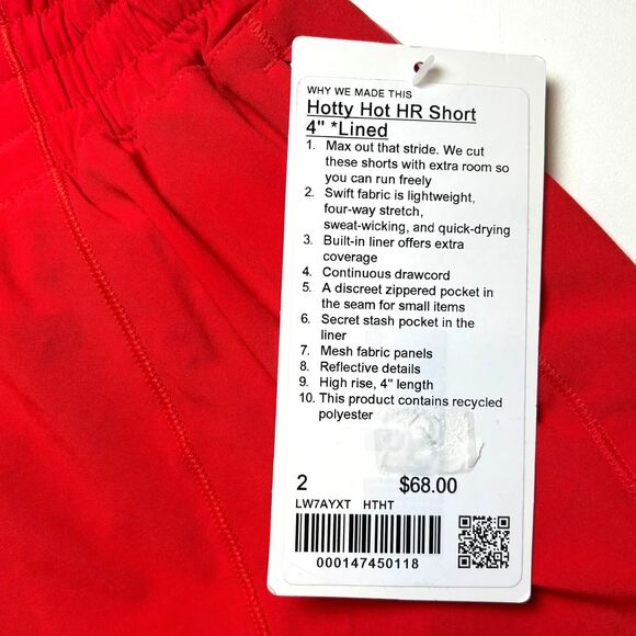 Lululemon Hotty Hot High-Rise Short 4" *Hot Heat - Picture 6 of 9